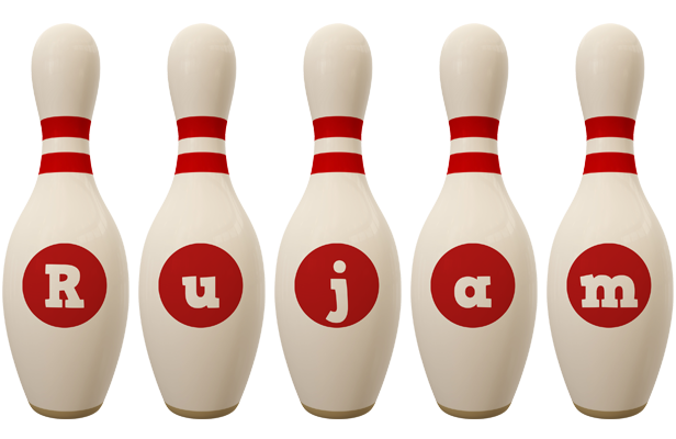 Rujam bowling-pin logo