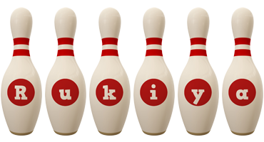 Rukiya bowling-pin logo