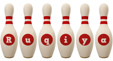 Ruqiya bowling-pin logo