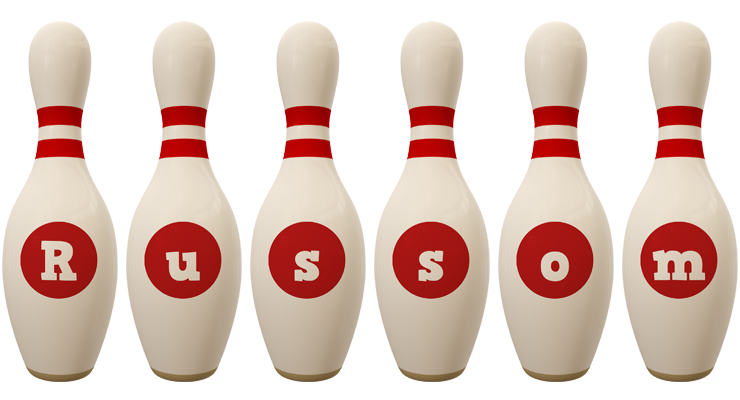 Russom bowling-pin logo
