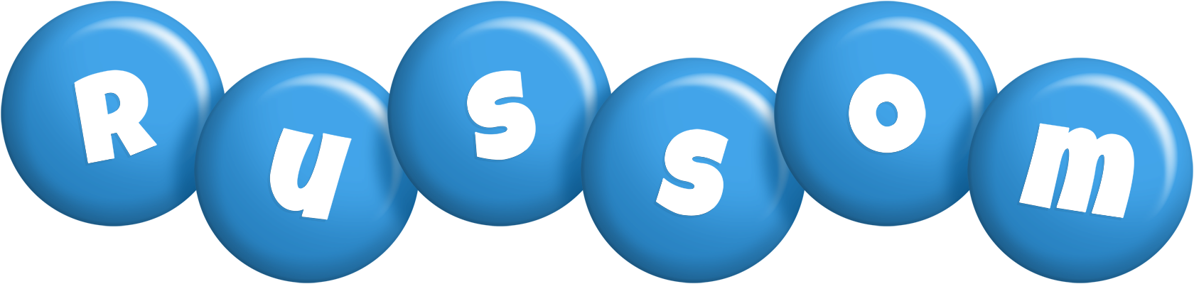 Russom candy-blue logo
