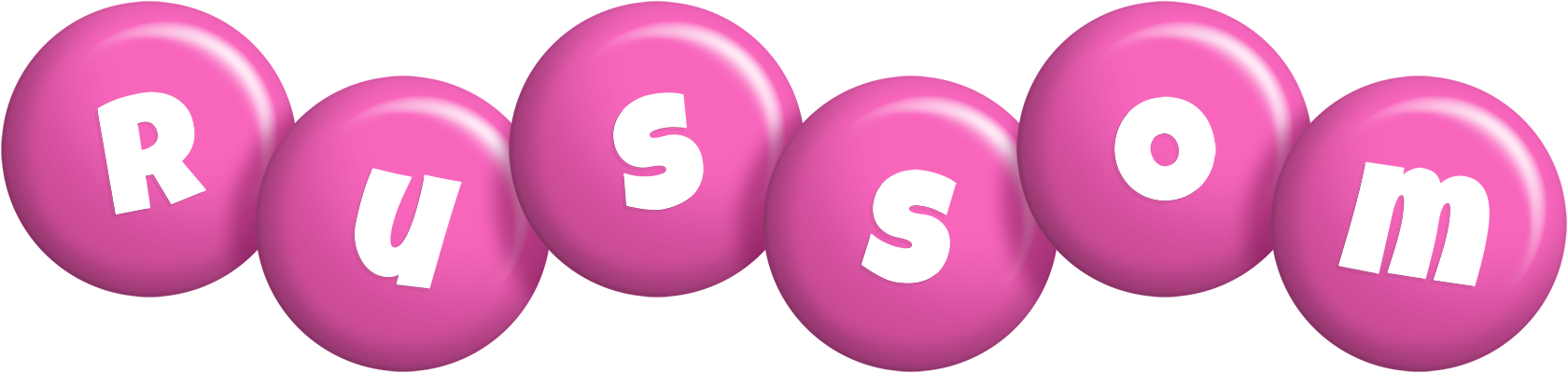 Russom candy-pink logo
