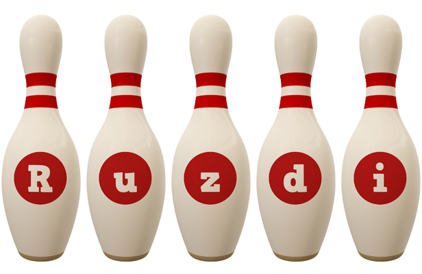 Ruzdi bowling-pin logo