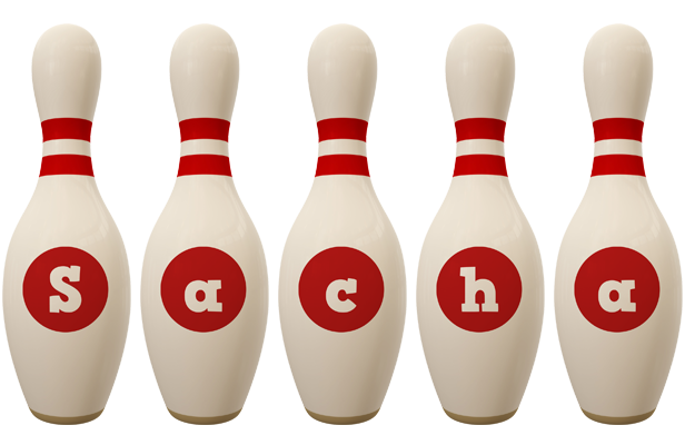 Sacha bowling-pin logo