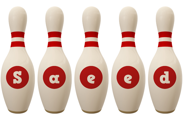 Saeed bowling-pin logo