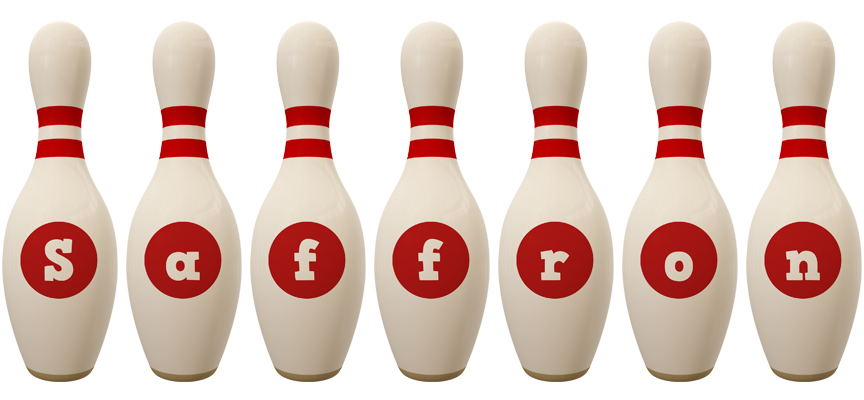 Saffron bowling-pin logo