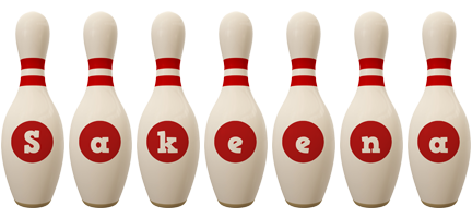 Sakeena bowling-pin logo