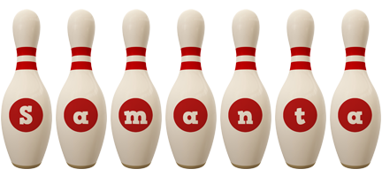 Samanta bowling-pin logo