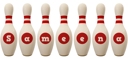 Sameena bowling-pin logo