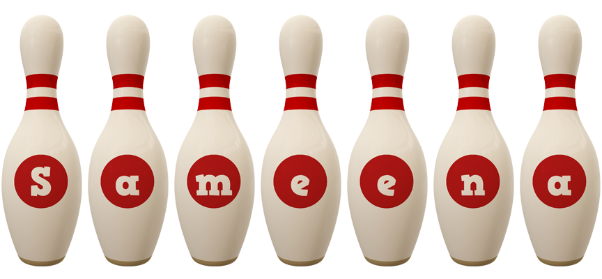Sameena bowling-pin logo