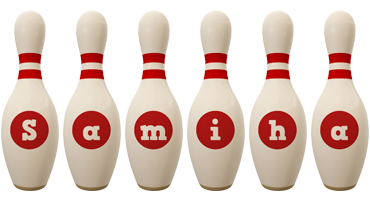 Samiha bowling-pin logo