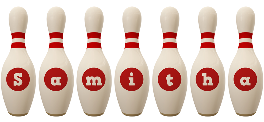 Samitha bowling-pin logo