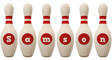 Samson bowling-pin logo