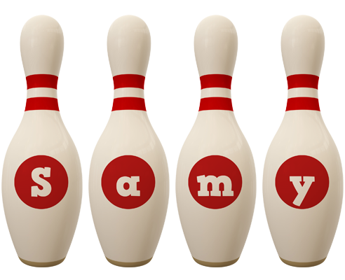 Samy bowling-pin logo