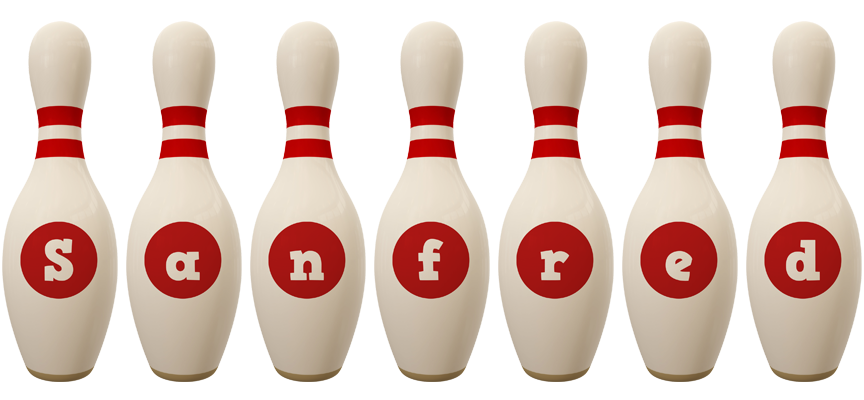 Sanfred bowling-pin logo