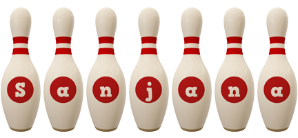Sanjana bowling-pin logo
