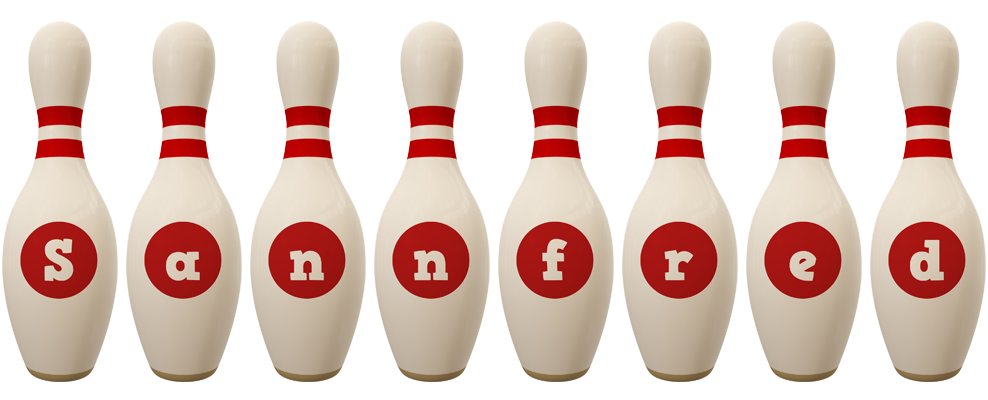 Sannfred bowling-pin logo