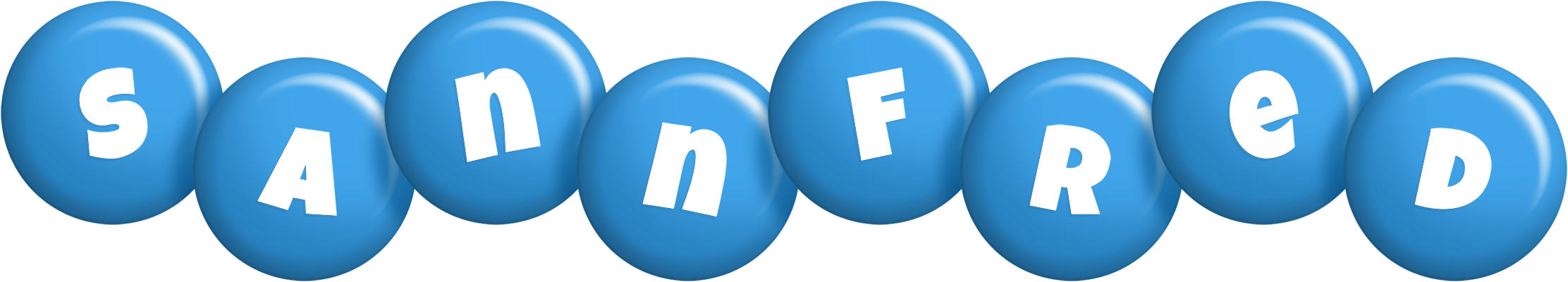 Sannfred candy-blue logo