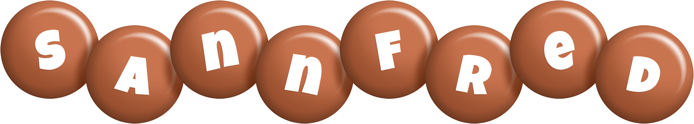 Sannfred candy-brown logo
