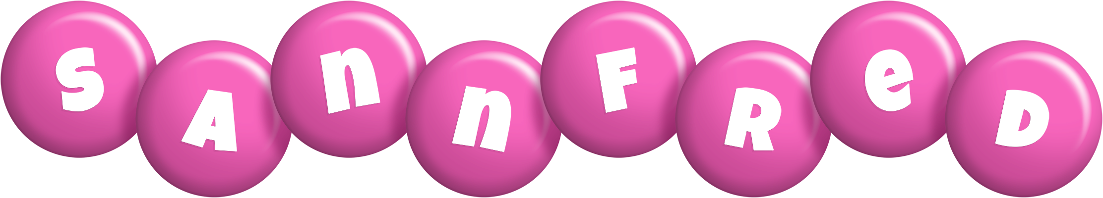 Sannfred candy-pink logo