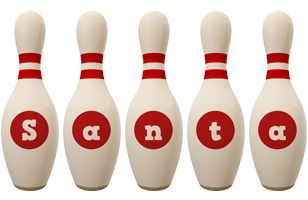 Santa bowling-pin logo