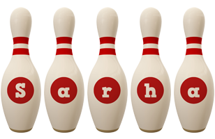 Sarha bowling-pin logo