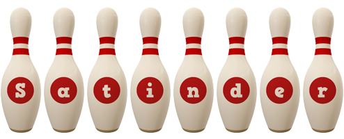 Satinder bowling-pin logo