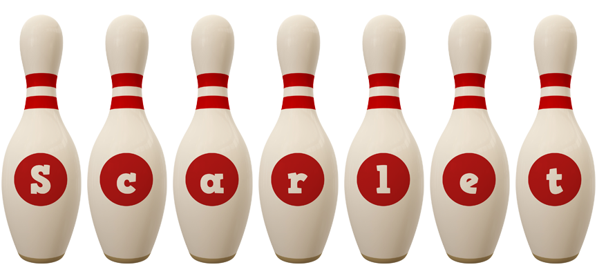 Scarlet bowling-pin logo