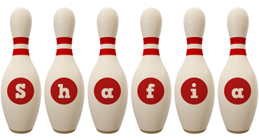 Shafia bowling-pin logo