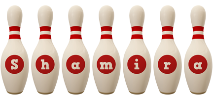 Shamira bowling-pin logo