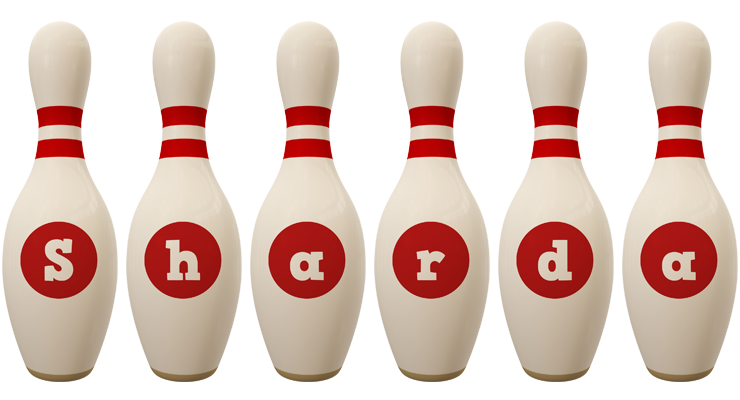 Sharda bowling-pin logo