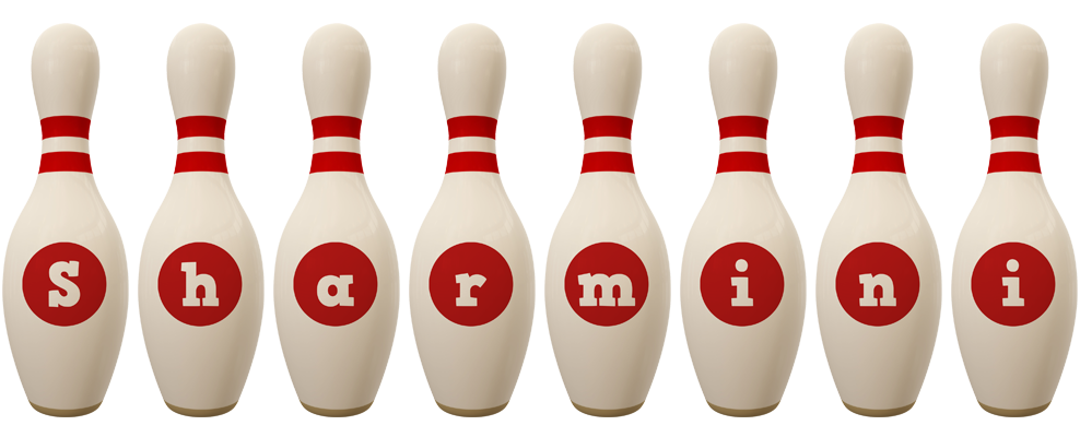 Sharmini bowling-pin logo
