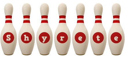 Shyrete bowling-pin logo