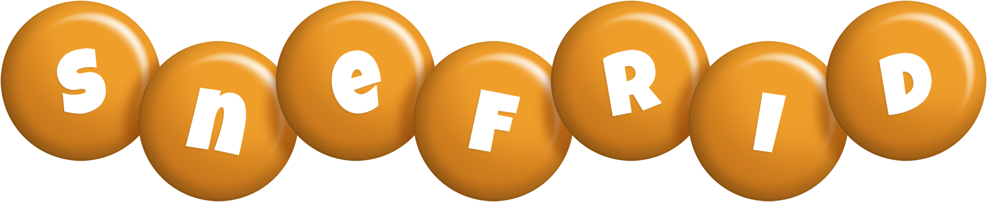 Snefrid candy-orange logo