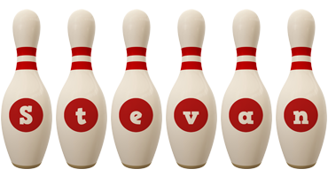 Stevan bowling-pin logo
