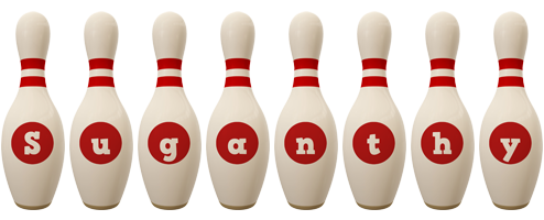 Suganthy bowling-pin logo