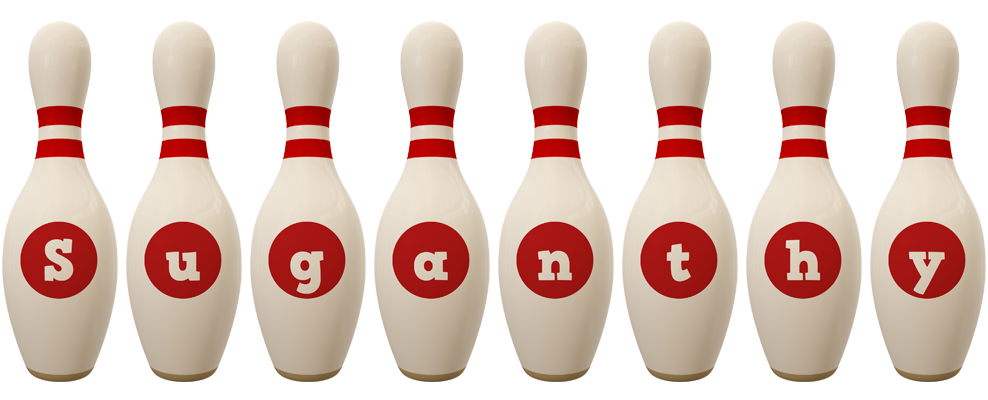 Suganthy bowling-pin logo