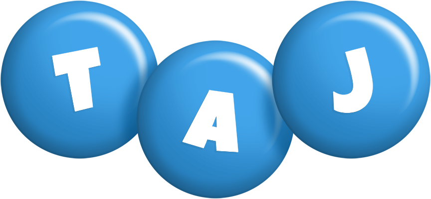 Taj candy-blue logo
