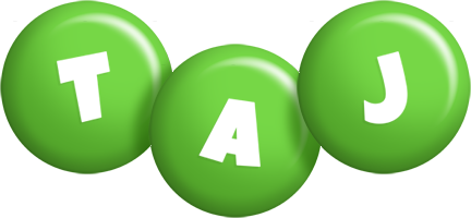 Taj candy-green logo