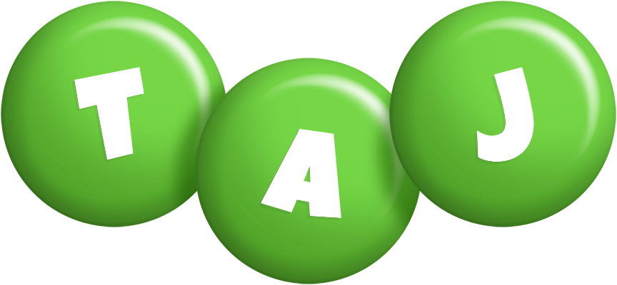 Taj candy-green logo
