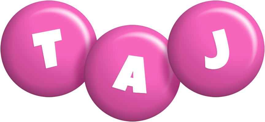 Taj candy-pink logo