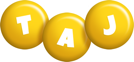 Taj candy-yellow logo