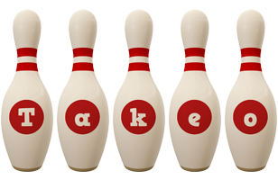 Takeo bowling-pin logo