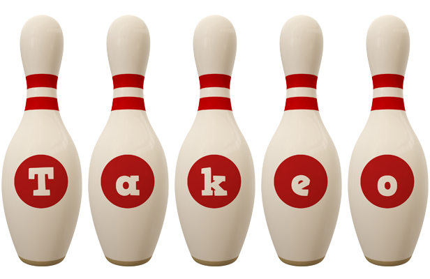 Takeo bowling-pin logo