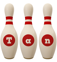 Tan bowling-pin logo