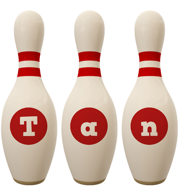 Tan bowling-pin logo
