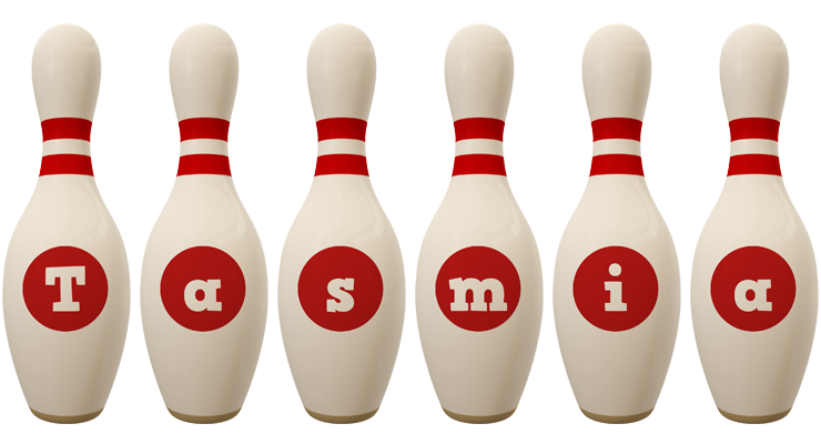 Tasmia bowling-pin logo