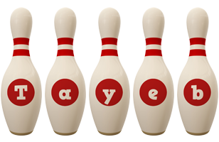 Tayeb bowling-pin logo