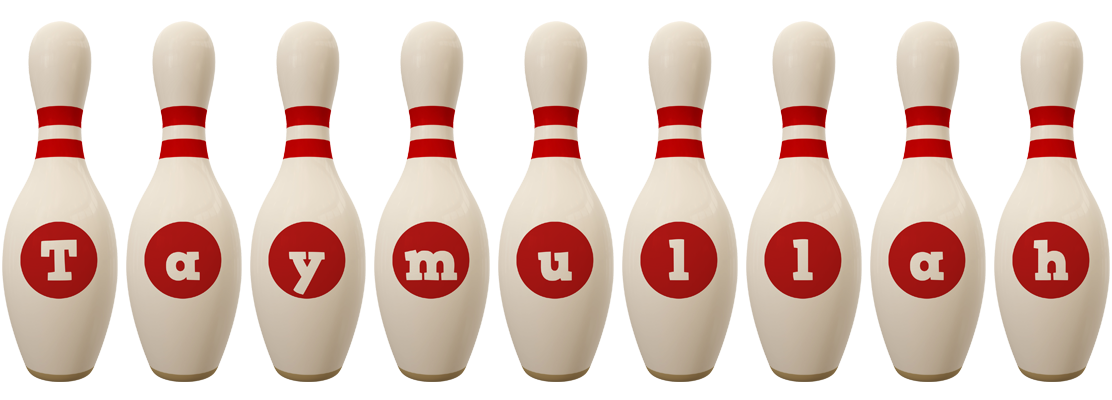 Taymullah bowling-pin logo