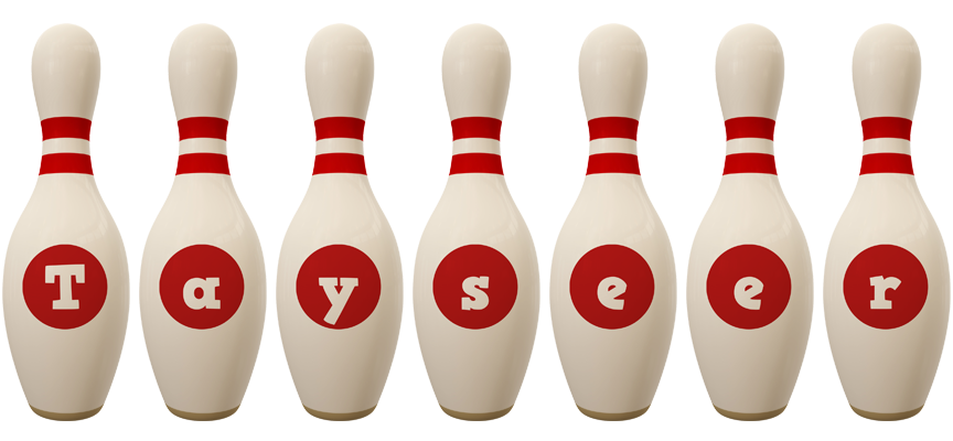 Tayseer bowling-pin logo